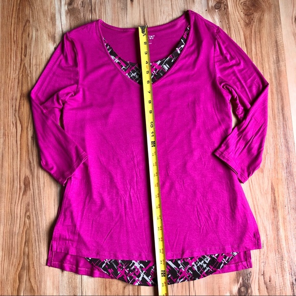 NEW APT9 Chiffon Hem Tee Shirt Magenta Small Petite Women’s NWOT - Picture 8 of 16
